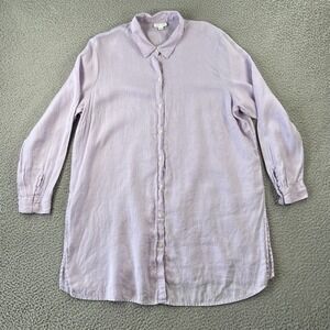 J Jill Love Linen Shirt Dress Womens XL Light Purple Lilac‎ Lagenlook Relaxed